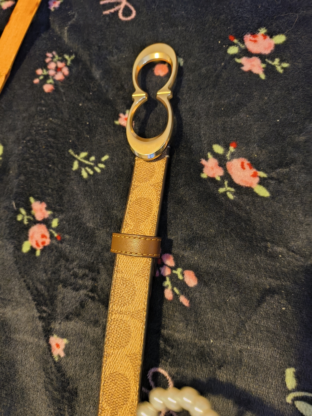 Coach Signature Canvas Tan Leather Keychain Strap with Gold-Tone Hardware